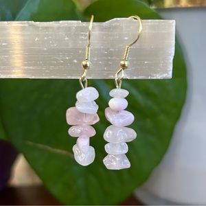 Rose Quarts Dangle Earrings | Minimalist Earrings